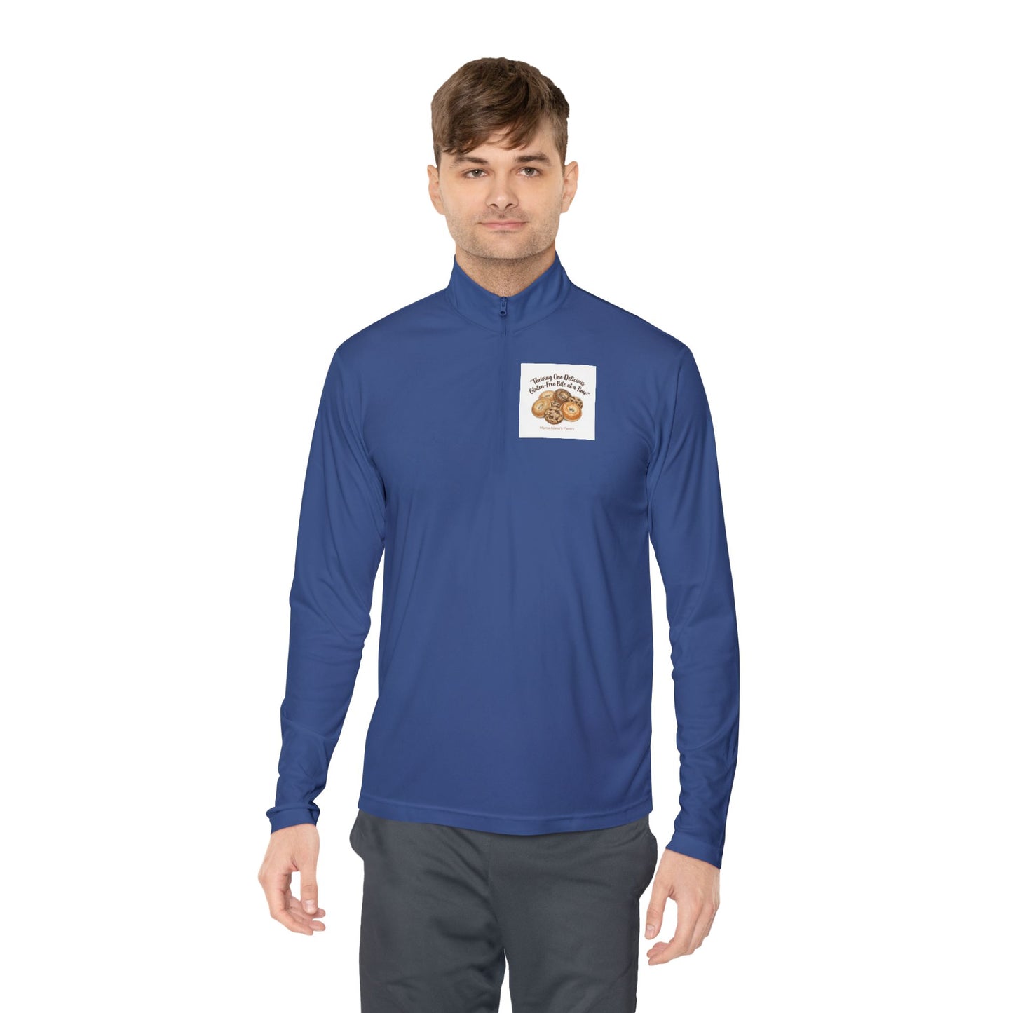 Quarter-Zip Pullover — Retro Bakery Illustration - Thriving One Delicious Gluten-Free Bite at a Time