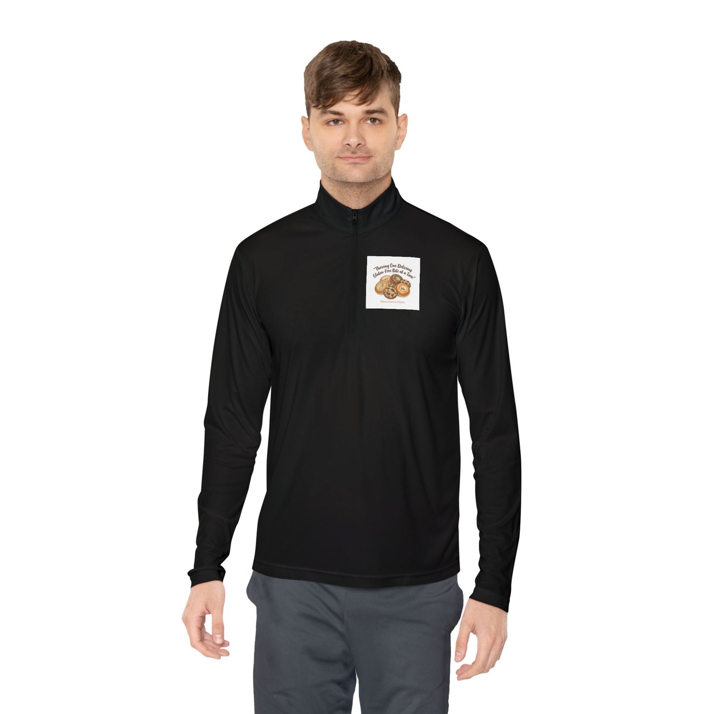 Quarter-Zip Pullover — Retro Bakery Illustration - Thriving One Delicious Gluten-Free Bite at a Time