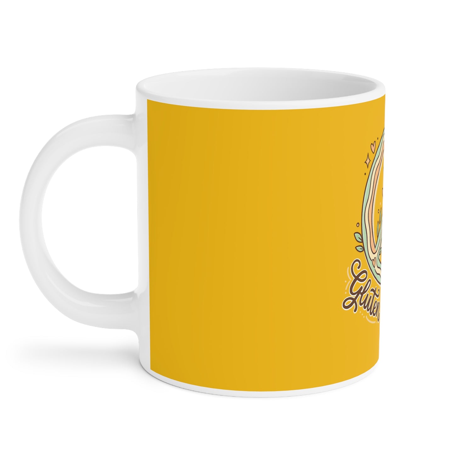 Gluten Free Spirit Mug — Yellow Peace Sign Ceramic Coffee Cup