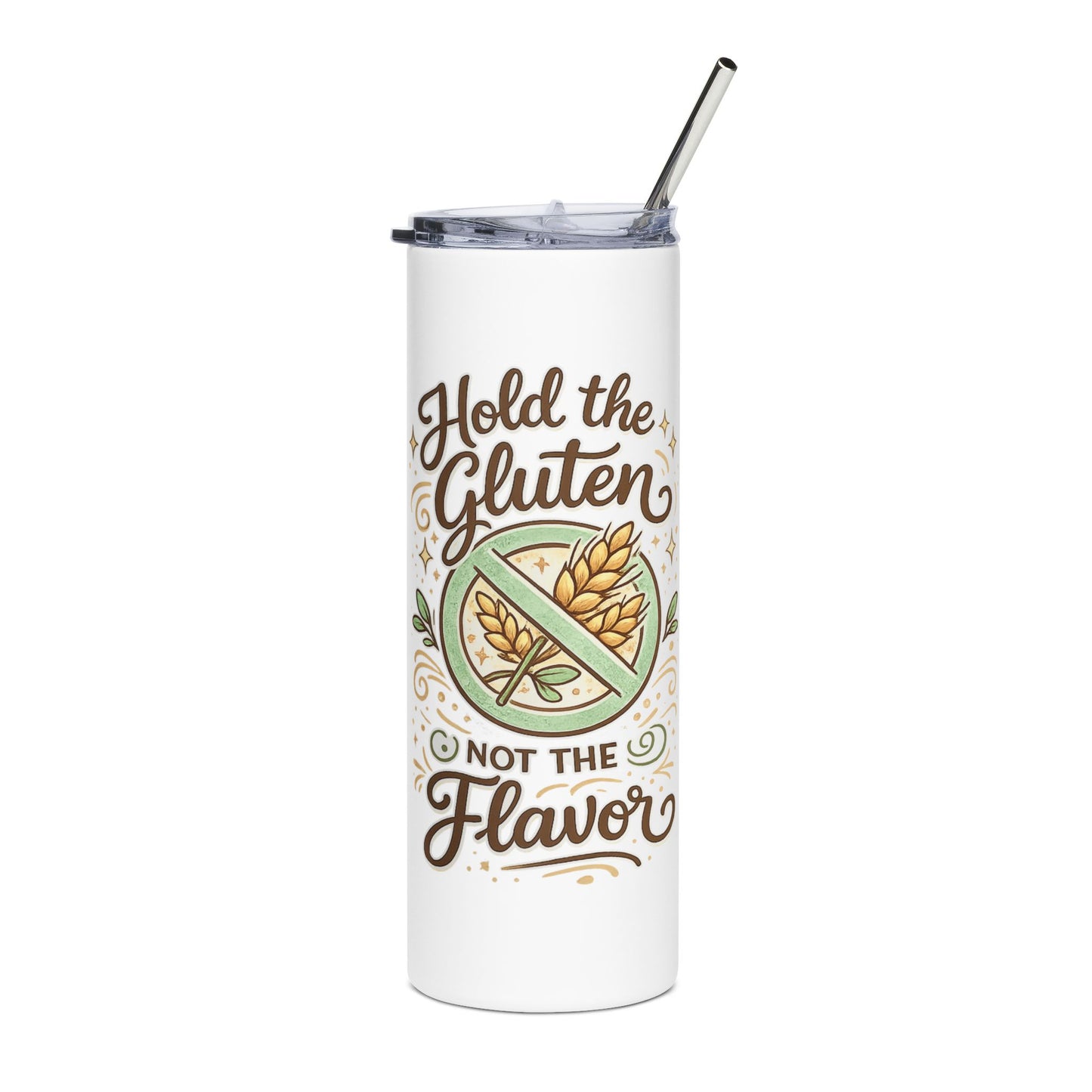 Hold the Gluten Not the Flavor Stainless Steel Tumbler — 20oz Insulated Travel Cup