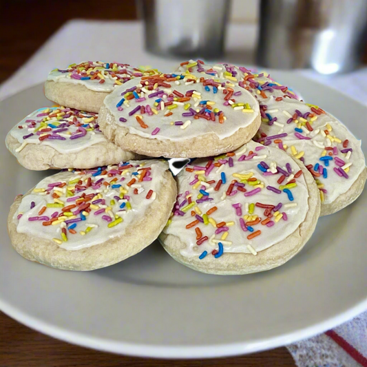 Frosted Party Cookie - Large Gluten-Free Vegan Sugar Cookie with Frosting and Dye-Free Sprinkles