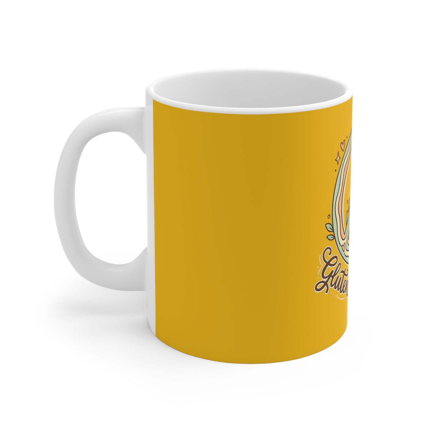 Gluten Free Spirit Mug — Yellow Peace Sign Ceramic Coffee Cup