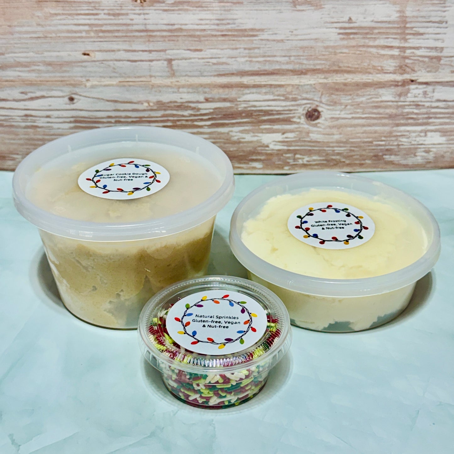 Frosted Party Cookies - Gluten-Free & Vegan Sugar Cookies with Frosting and Dye-Free Sprinkles