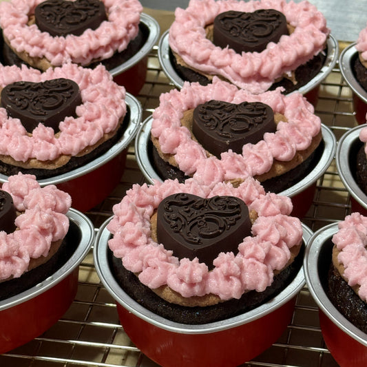 Valentine’s Heart Petite Cakes – Chocolate or Yellow - Gluten-Free & Vegan