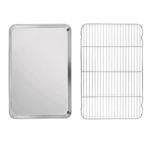Stainless Steel Baking Sheet Cookie Pan with Cooling Rack